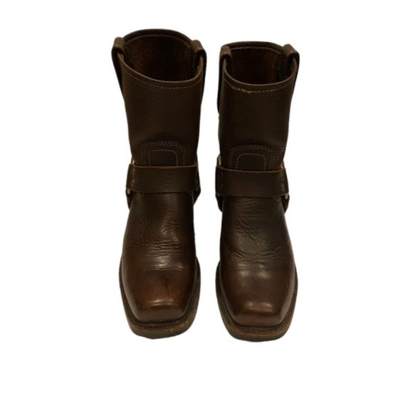 Frye Harness Brown Leather 8R Booties - Size 6 - Picture 4 of 10